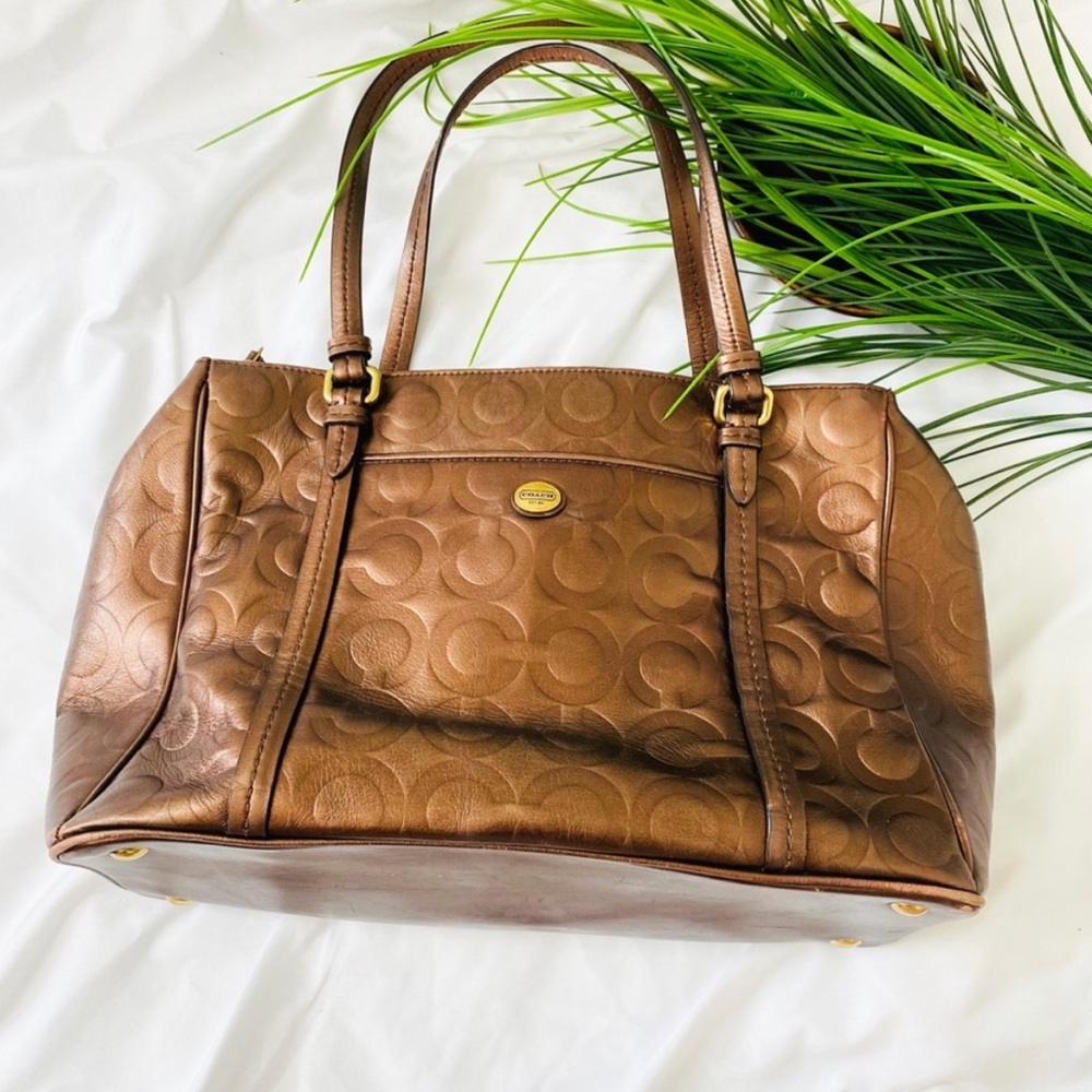 Coach bronze monogram tote bag